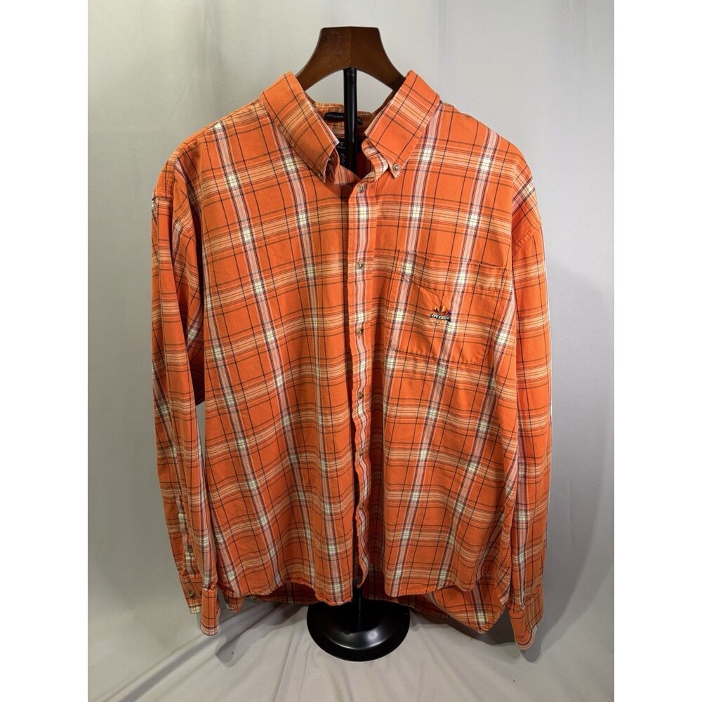 Ivy Crew Classics Wrinkle Resistant Men’s Orange Plaid Long Sleeve Button DownXL